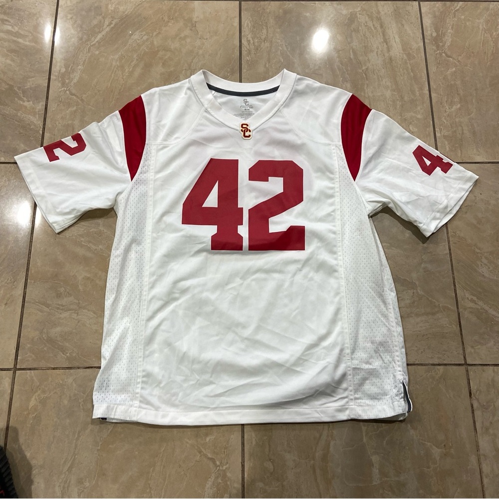 Men’s USC Trojans White and Red Number #42 Jersey Size XL